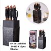 24416 SET JUEGO DE CUCHILLOS CON BASE NEGROS